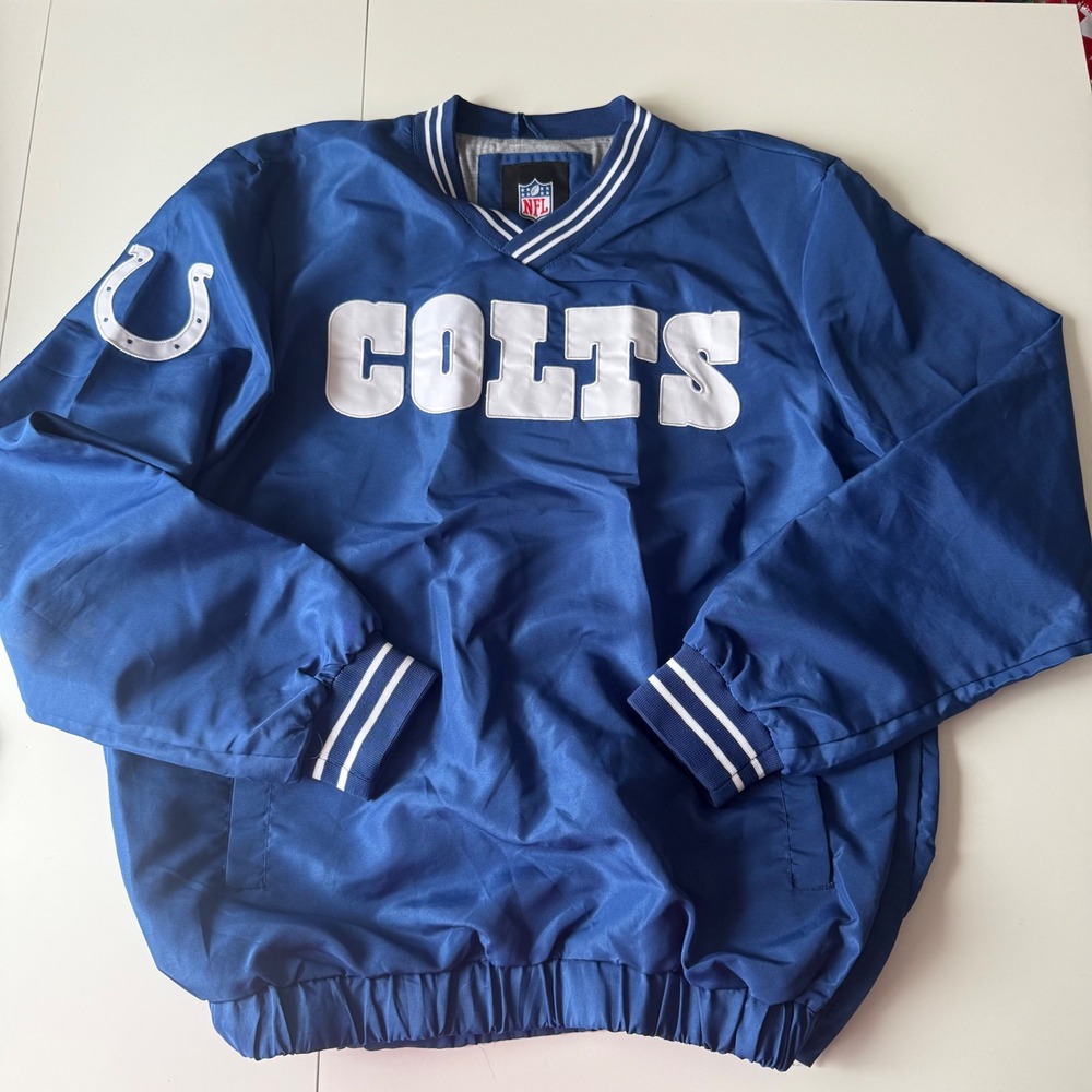 NFL Indianapolis Colts Lined Windbreaker Pullover Small Zip Up Side With Pockets